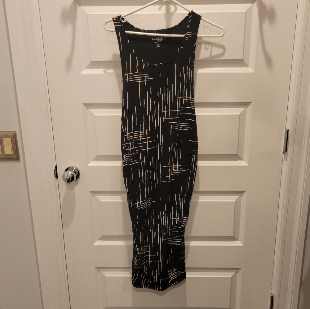 Isabel maternity bodycon knit dress black with white pattern - size XS